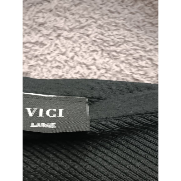 Vici Ribbed Asymmetrical Sweater Women's L Dark Green Batwing Knit Top - Picture 2 of 6